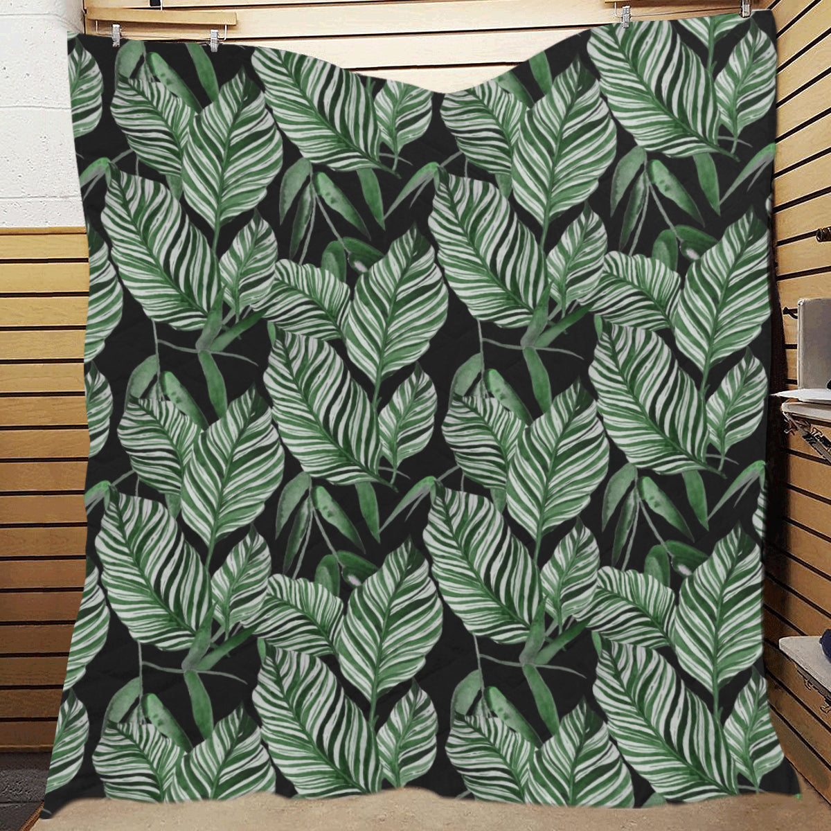 Palm Leaves Pattern Print Design PL09 Premium Quilt