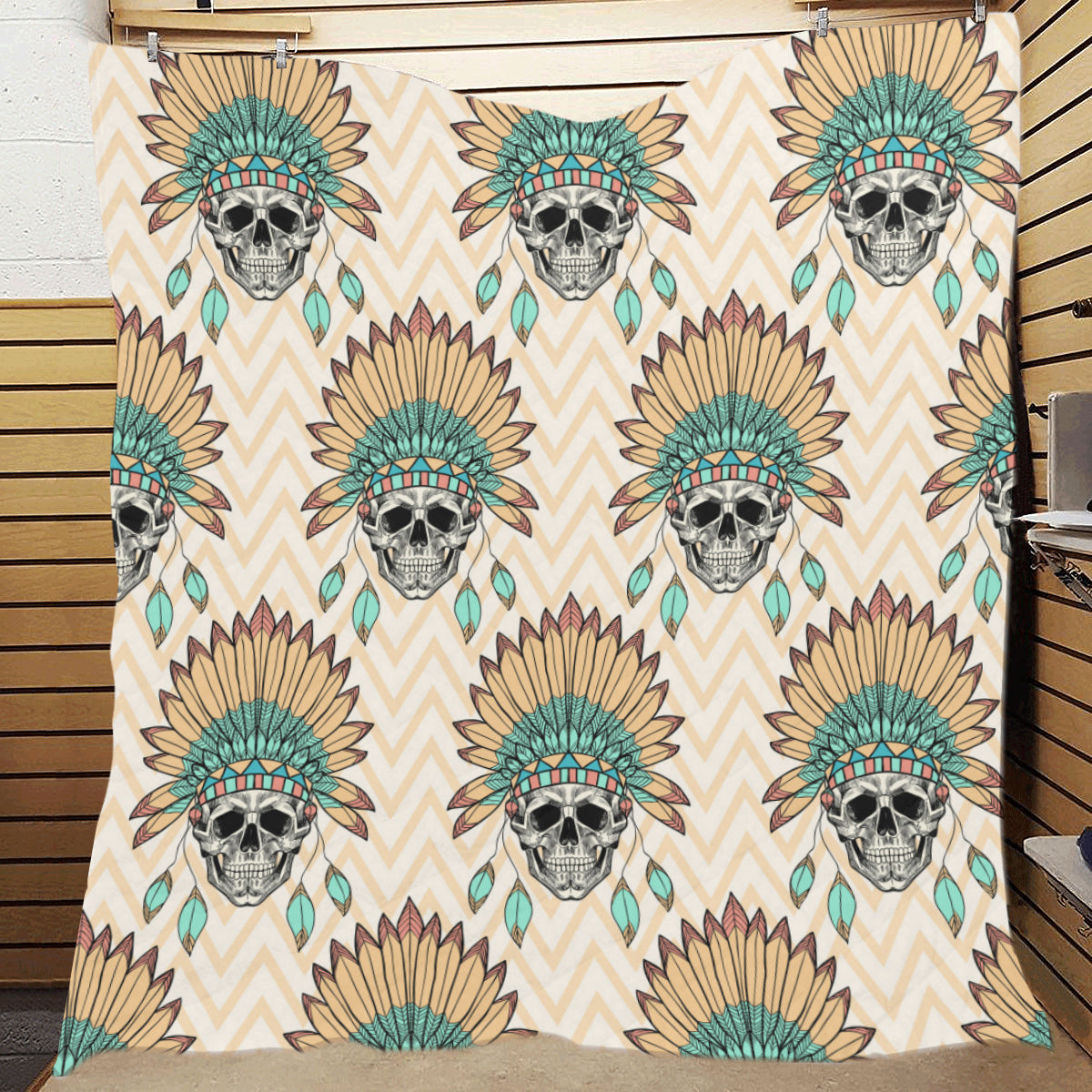 Indian Skull Pattern Premium Quilt