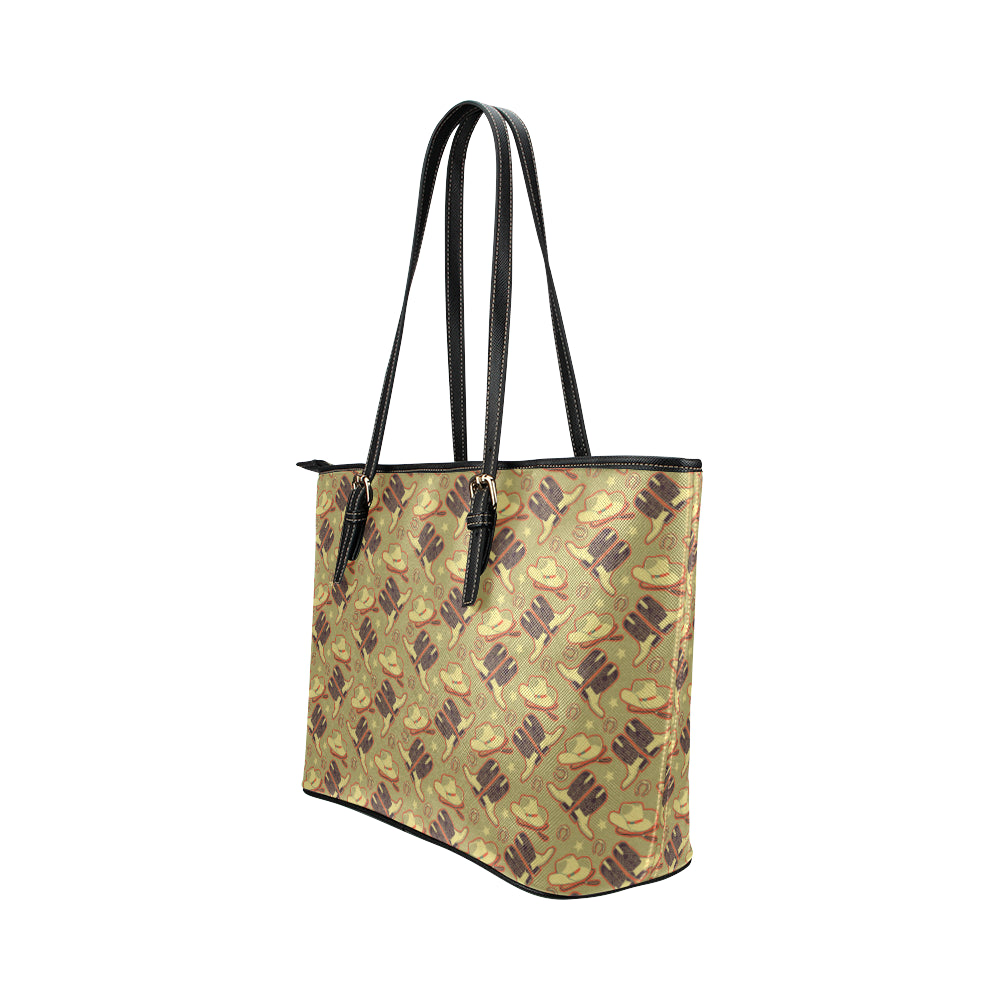 Western Cowboy Themed Leather Tote Bag