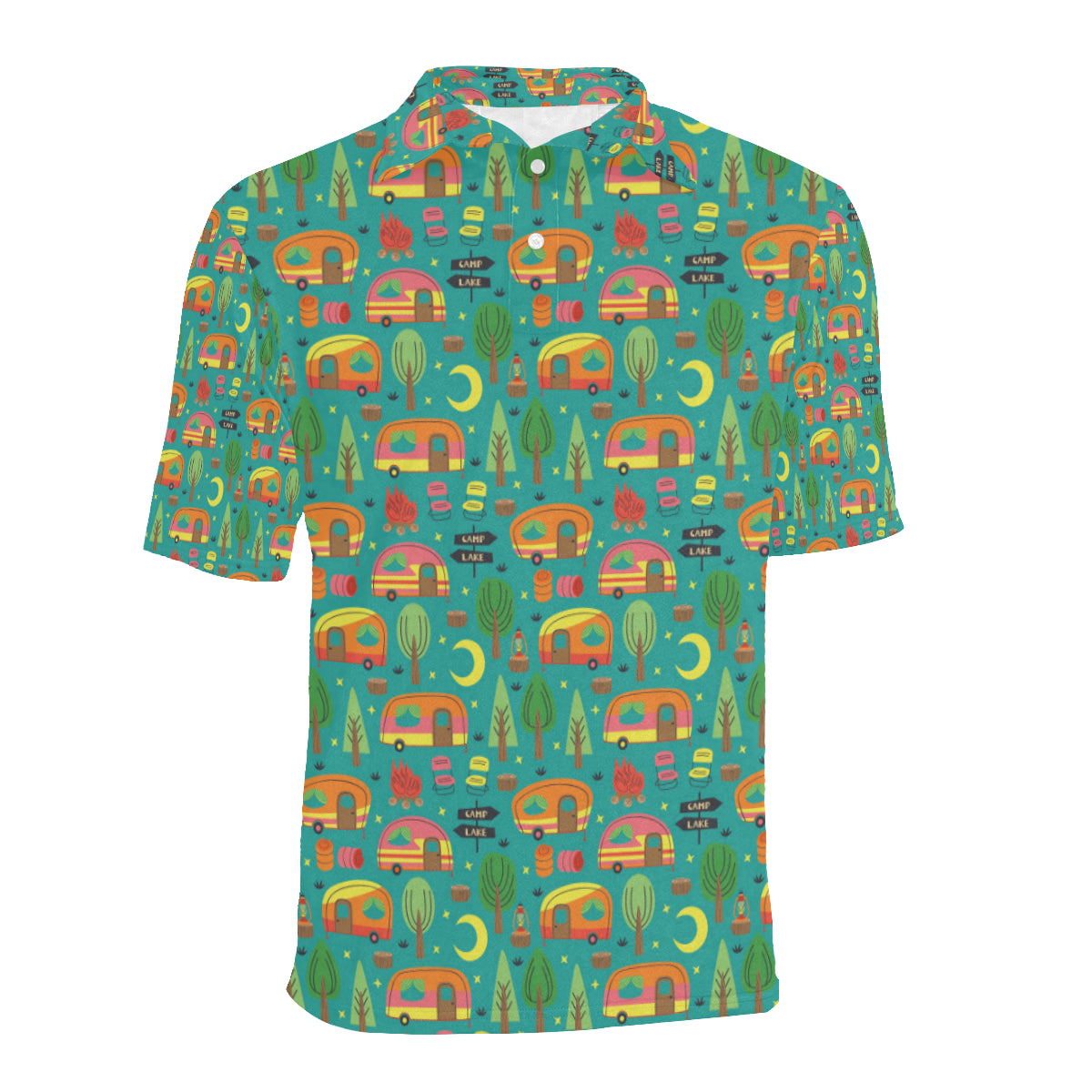 Camping Camper Pattern Print Design 05 Men Polo Shirt