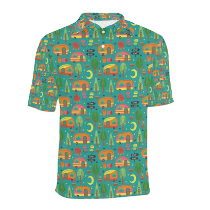 Camping Camper Pattern Print Design 05 Men Polo Shirt