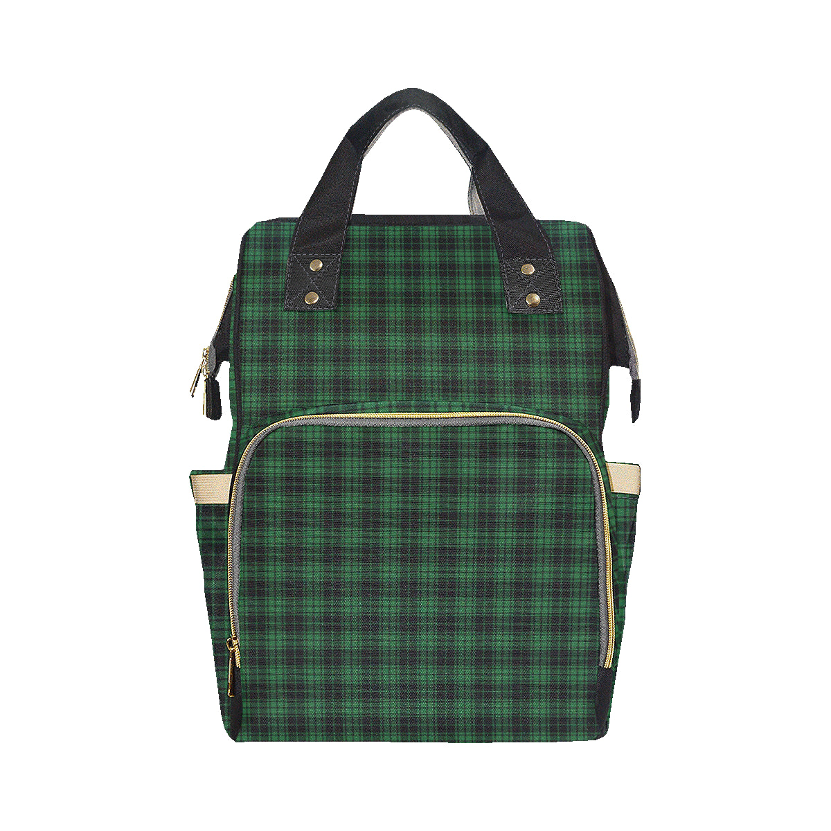 Green Tartan Plaid Pattern Diaper Bag Backpack