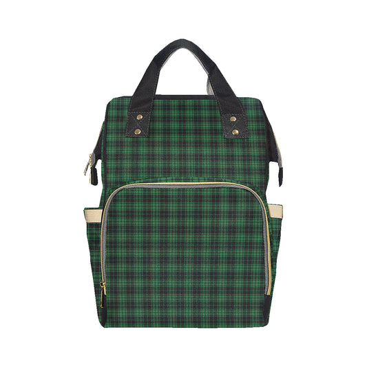 Green Tartan Plaid Pattern Diaper Bag Backpack
