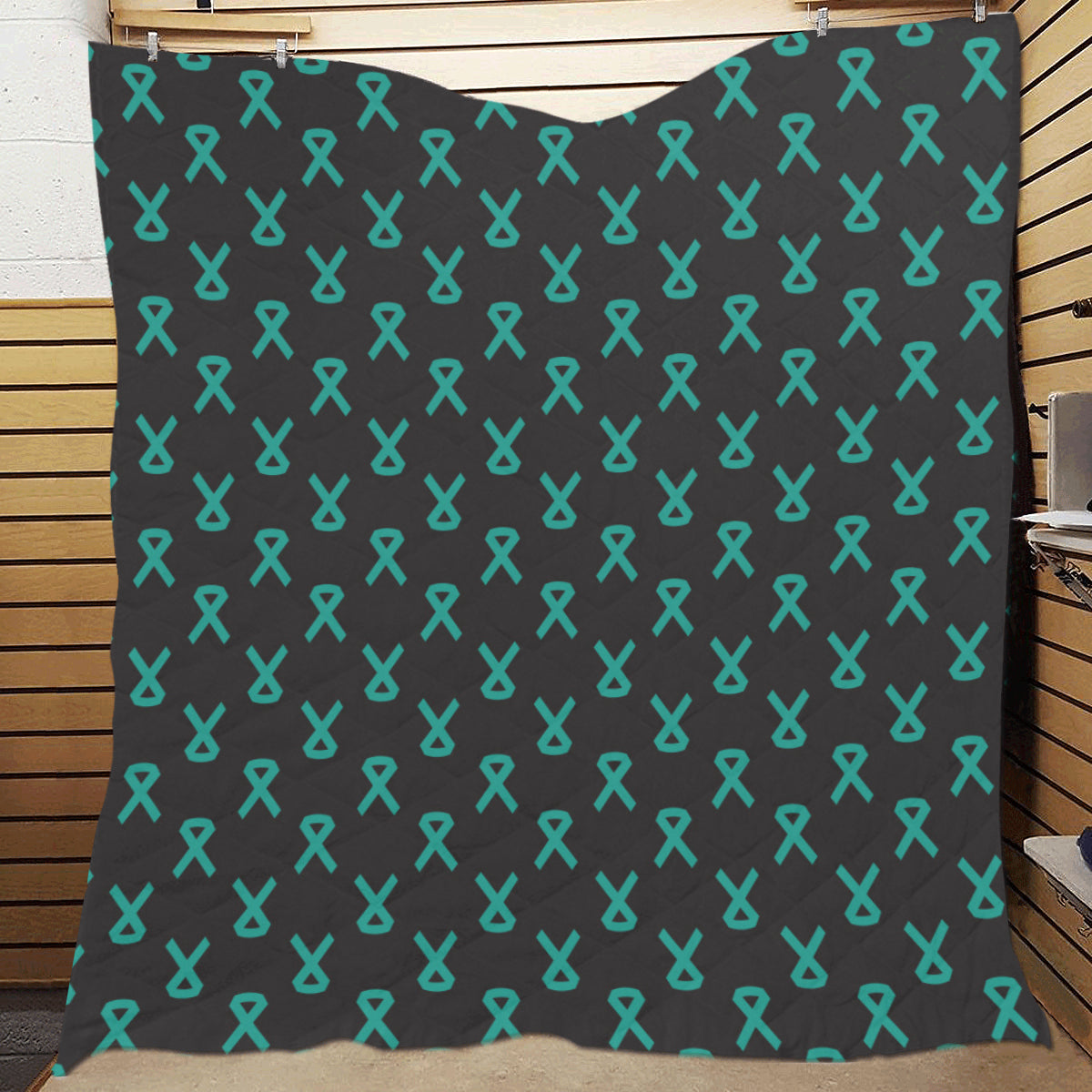 Ovarian cancer Pattern Print Design A01 Premium Quilt