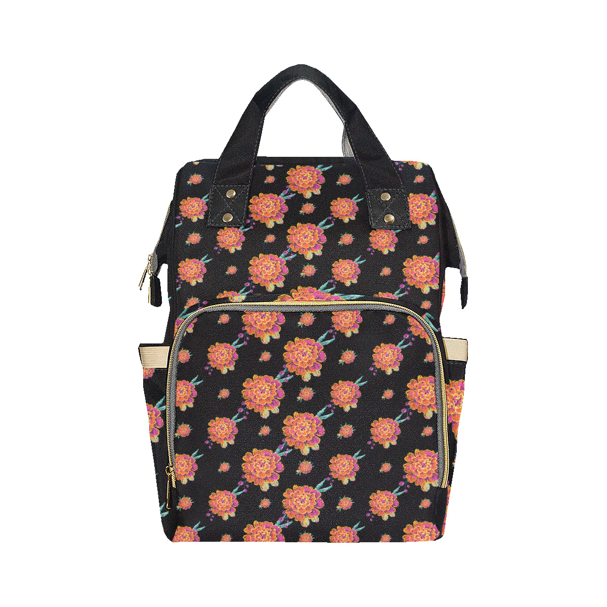 Marigold Pattern Print Design 01 Diaper Bag Backpack