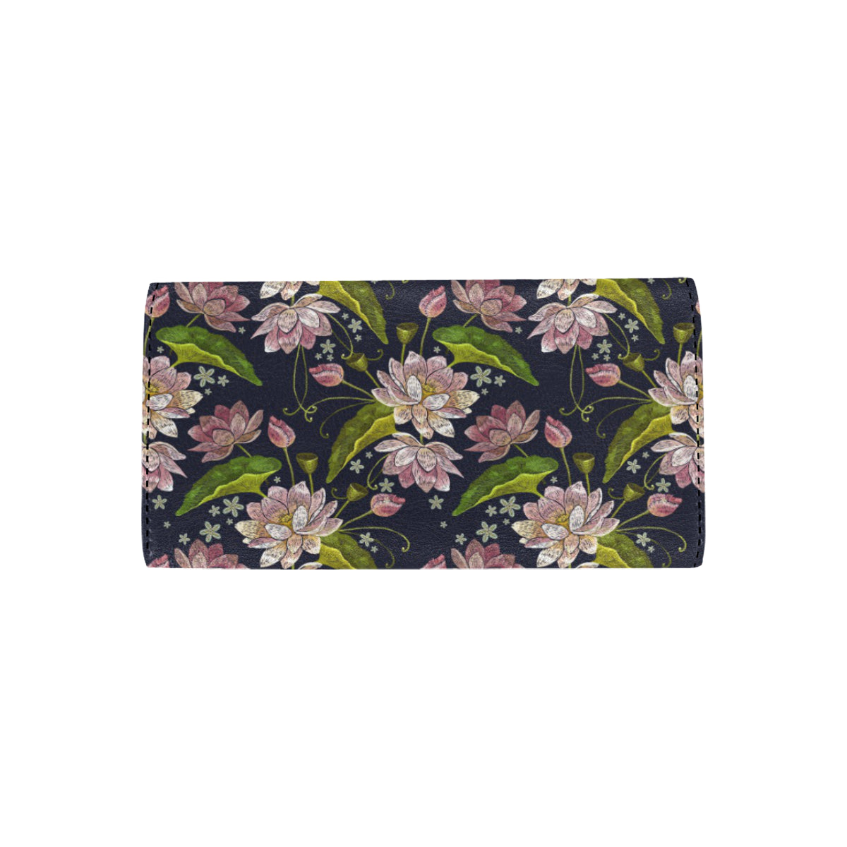 lotus Embroidered Pattern Print Design LO06 Women's Trifold Wallet