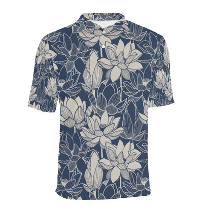 Water Lily Pattern Print Design WL04 Men Polo Shirt
