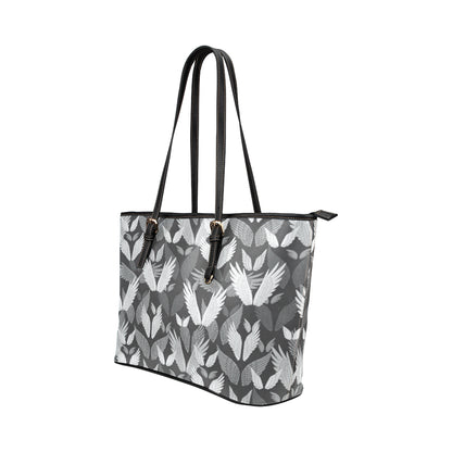 Angel Wings Pattern Design Themed Print Leather Tote Bag