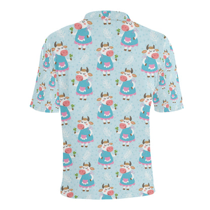 Cattle Happy Pattern Print Design 03 Men Polo Shirt