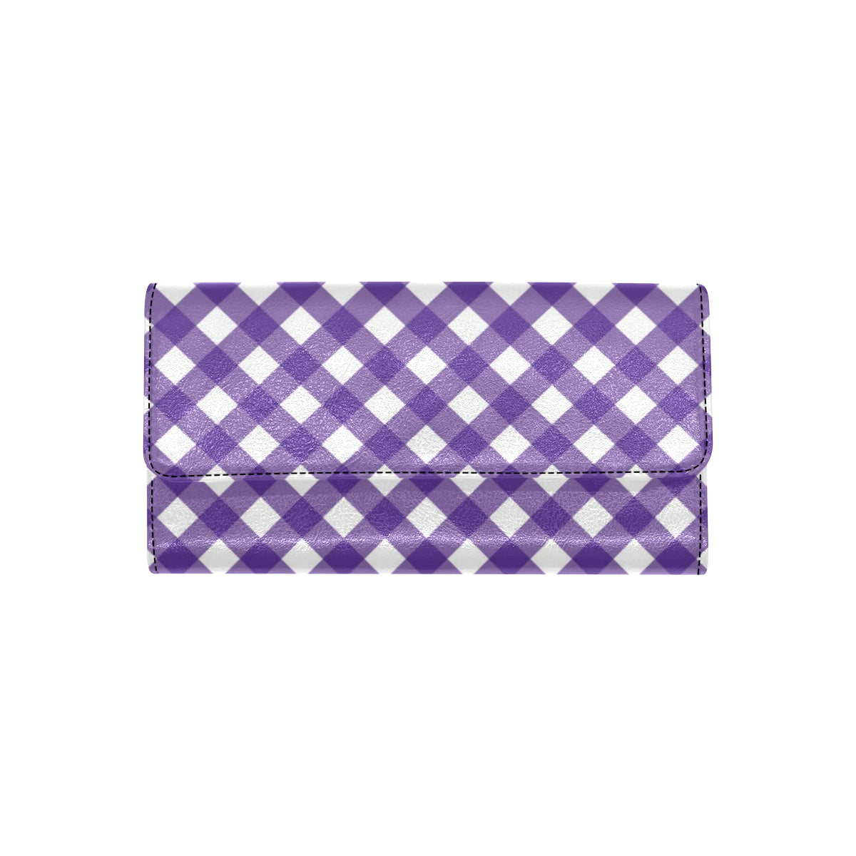 Gingham Purple Pattern Print Design 03 Women's Trifold Wallet