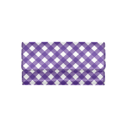 Gingham Purple Pattern Print Design 03 Women's Trifold Wallet