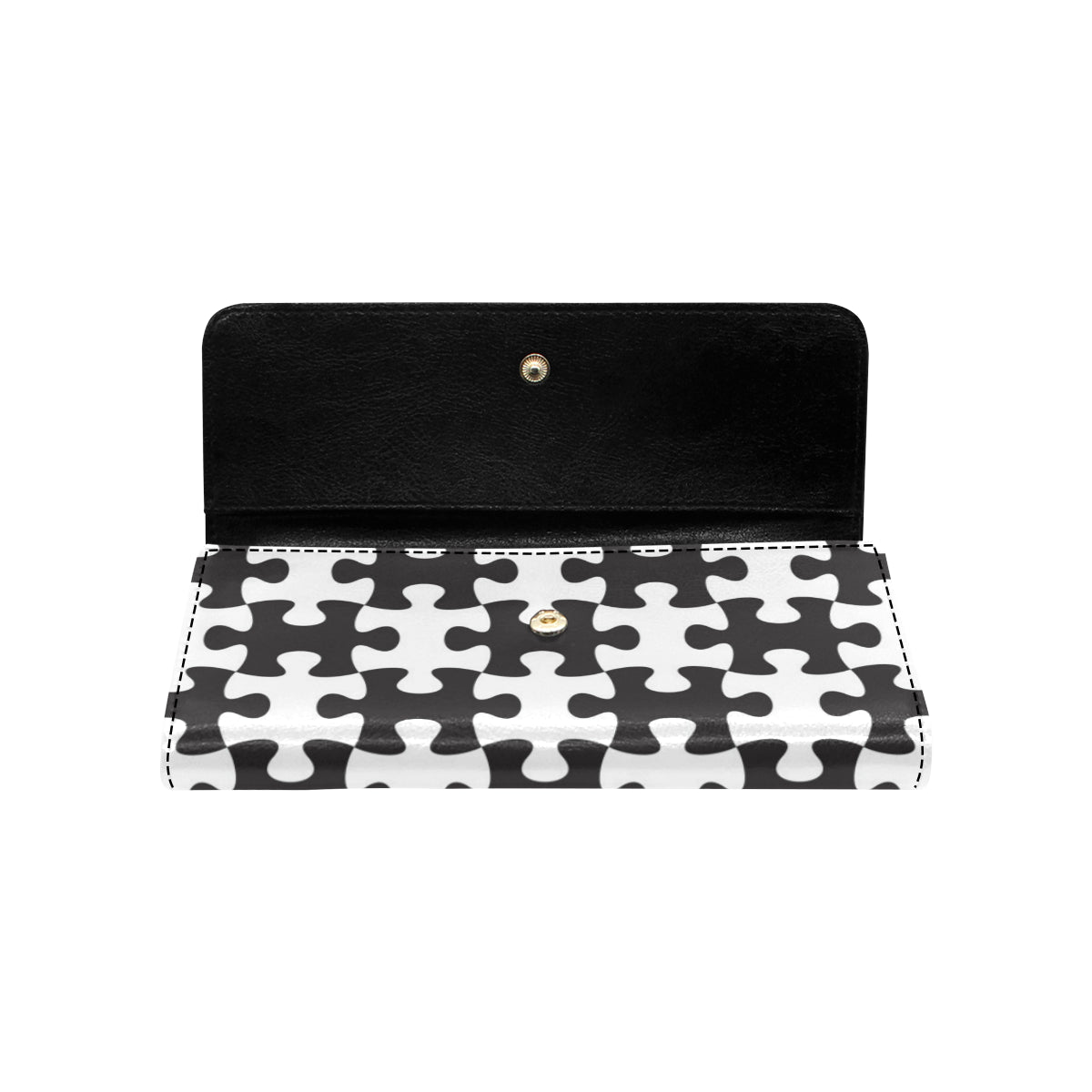 Puzzle Black White Pattern Print Design A02 Women's Trifold Wallet