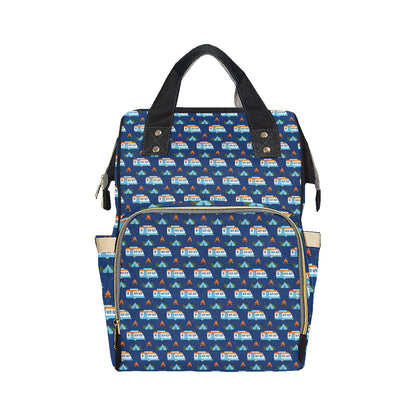 Camper Pattern Camping Themed No 3 Print Diaper Bag Backpack