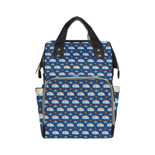 Camper Pattern Camping Themed No 3 Print Diaper Bag Backpack