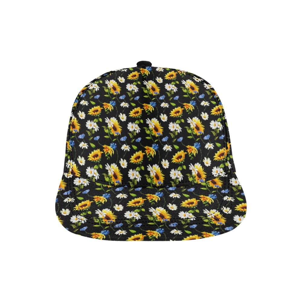 Sunflower Chamomile Bright Color Print Snapback Cap