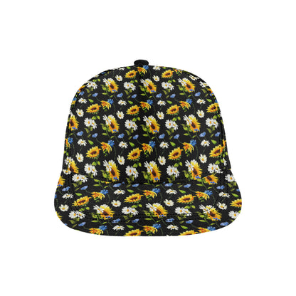 Sunflower Chamomile Bright Color Print Snapback Cap