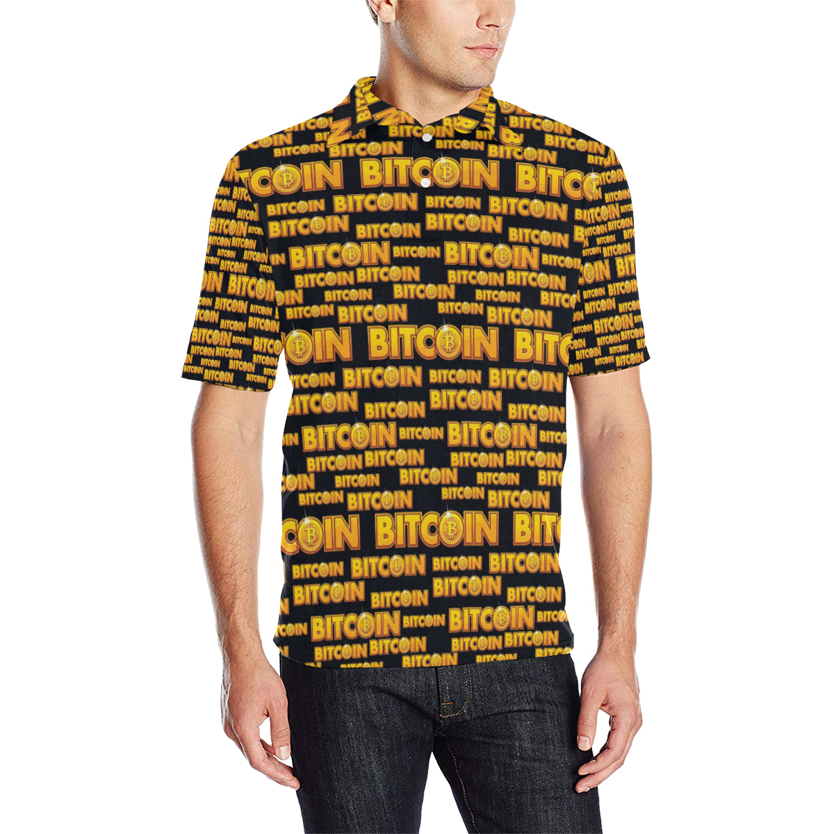 Bitcoin Pattern Print Design DO03 Men Polo Shirt