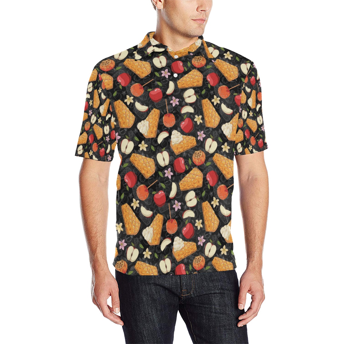 Apple Pie Pattern Print Design 01 Men Polo Shirt