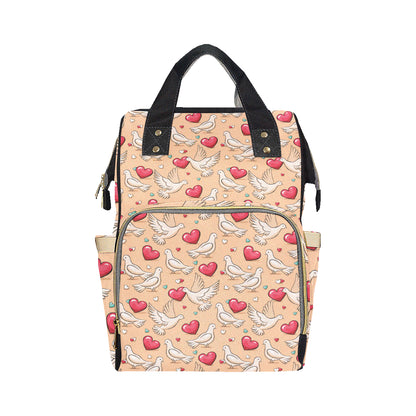 Pigeon Heart Pattern Print Design 04 Diaper Bag Backpack