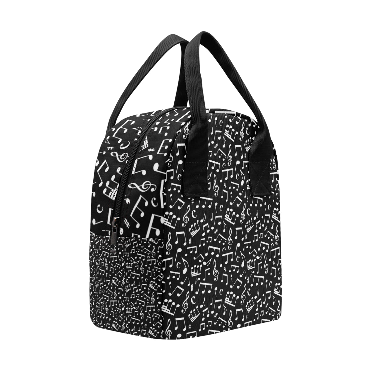 Music Note Black white Themed Print Insulated Lunch Bag