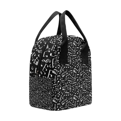 Music Note Black white Themed Print Insulated Lunch Bag