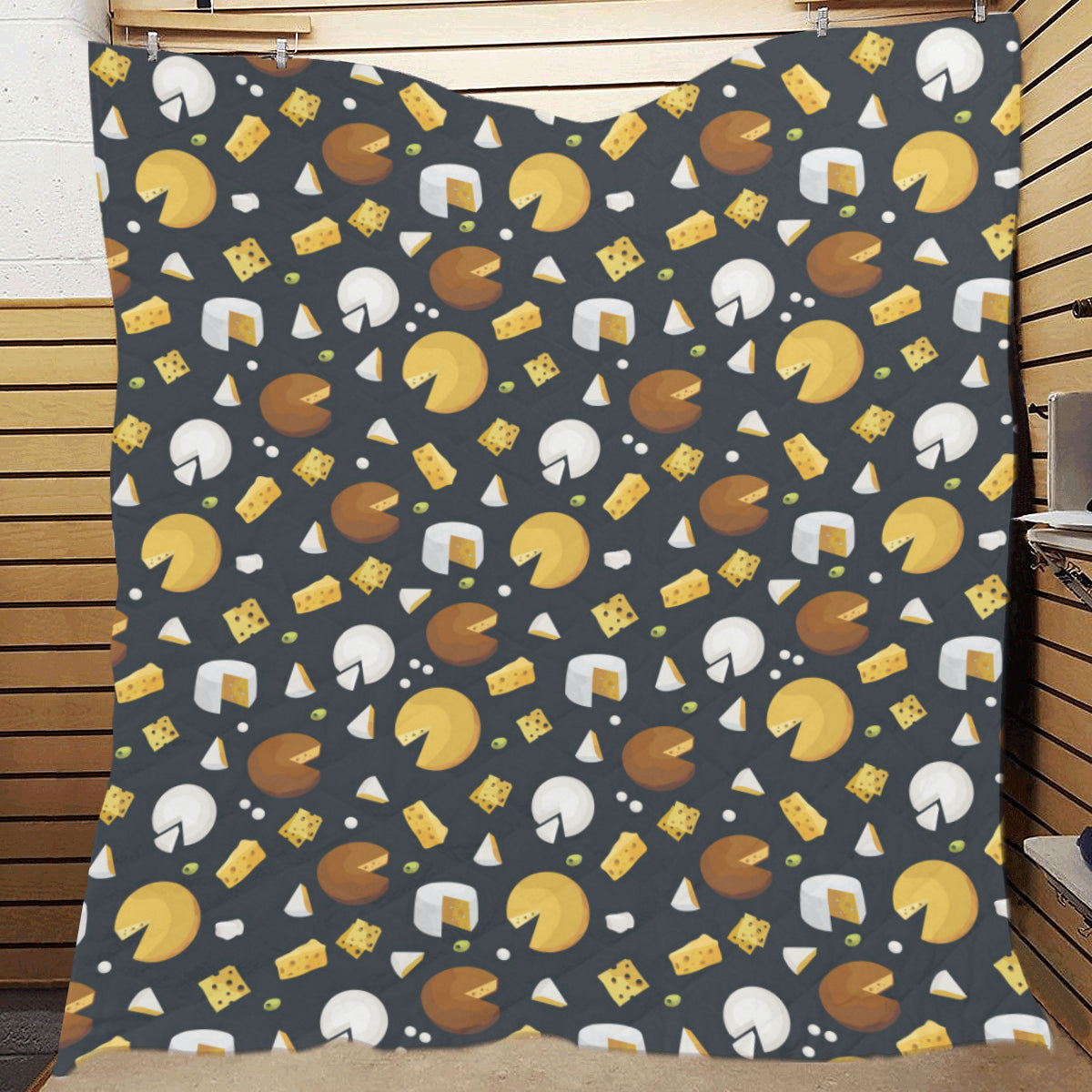 Cheese Pattern Print Design 03 Premium Quilt