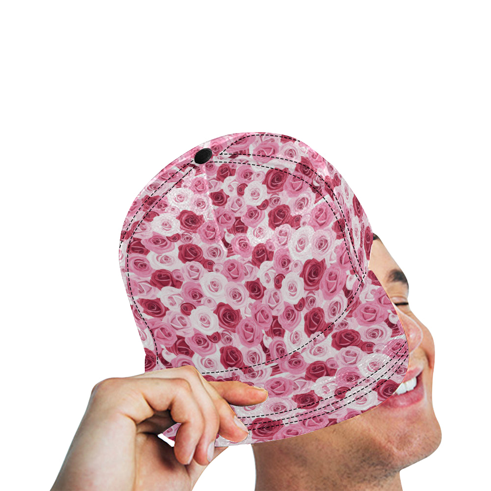 Pink Red Rose Pattern Print Snapback Cap