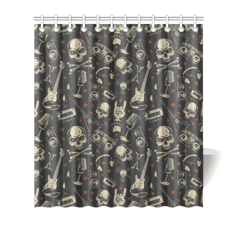 Rock and Roll Skull Pattern Print Design A03 Shower Curtain