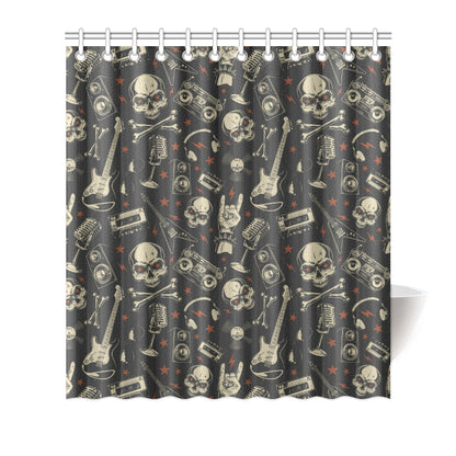 Rock and Roll Skull Pattern Print Design A03 Shower Curtain