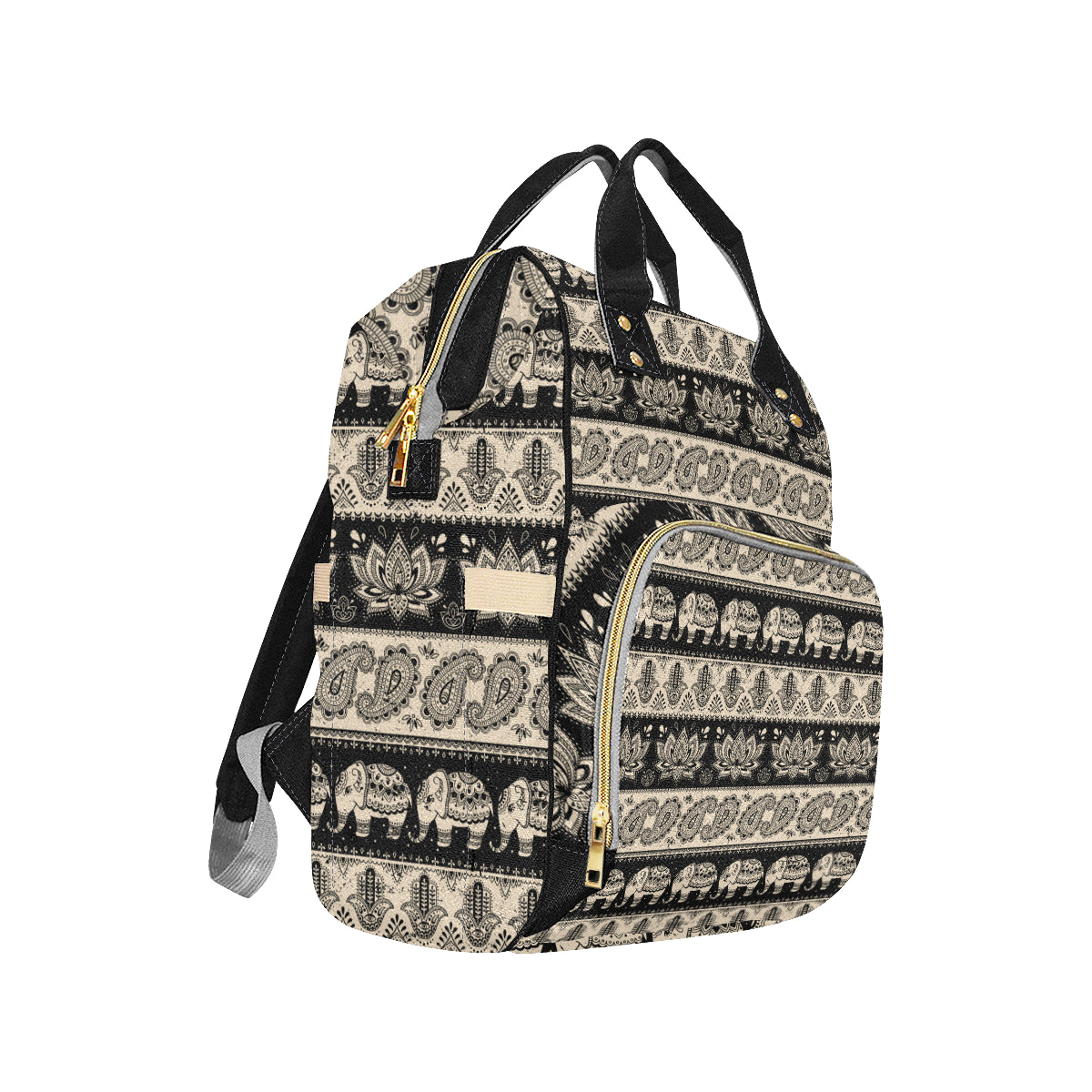 Elephant Hansa Lotus Pattern Diaper Bag Backpack