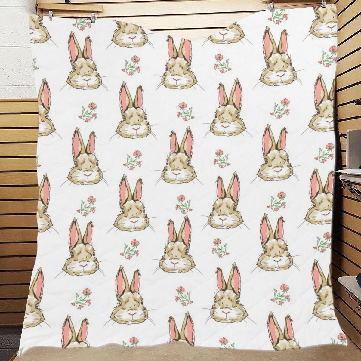 Rabbit Pattern Print Design RB09 Premium Quilt