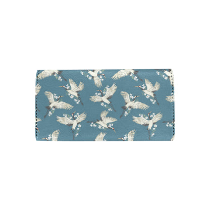 Crane Pattern Print Design 02 Women's Trifold Wallet