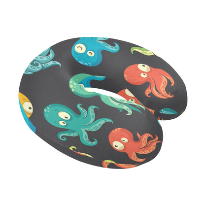 Octopus Pattern Print Design A01 U-Shaped Travel Neck Pillow