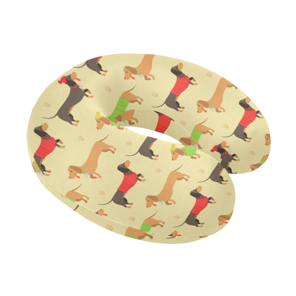 Dachshund Pattern Print Design 06 U-Shaped Travel Neck Pillow