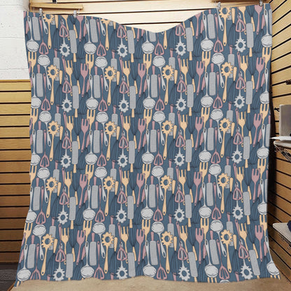 Cooking Kitchen Tools Pattern Print Design 05 Premium Quilt
