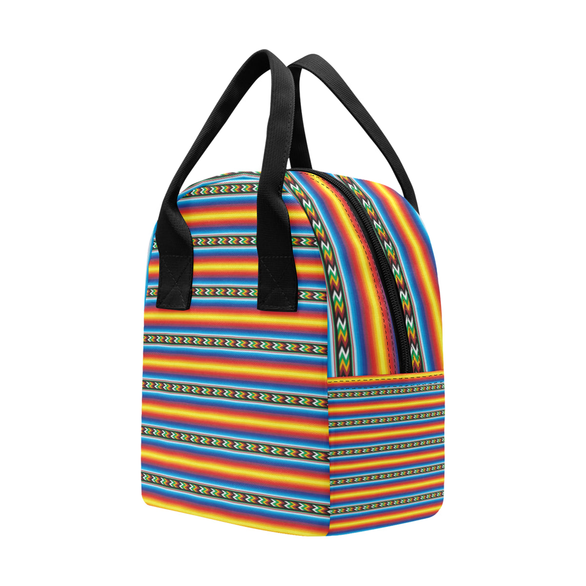 Mexican Blanket ZigZag Print Pattern Insulated Lunch Bag