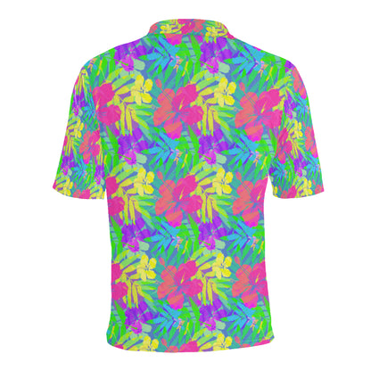 Neon Tropical Pattern Print Design A03 Men Polo Shirt