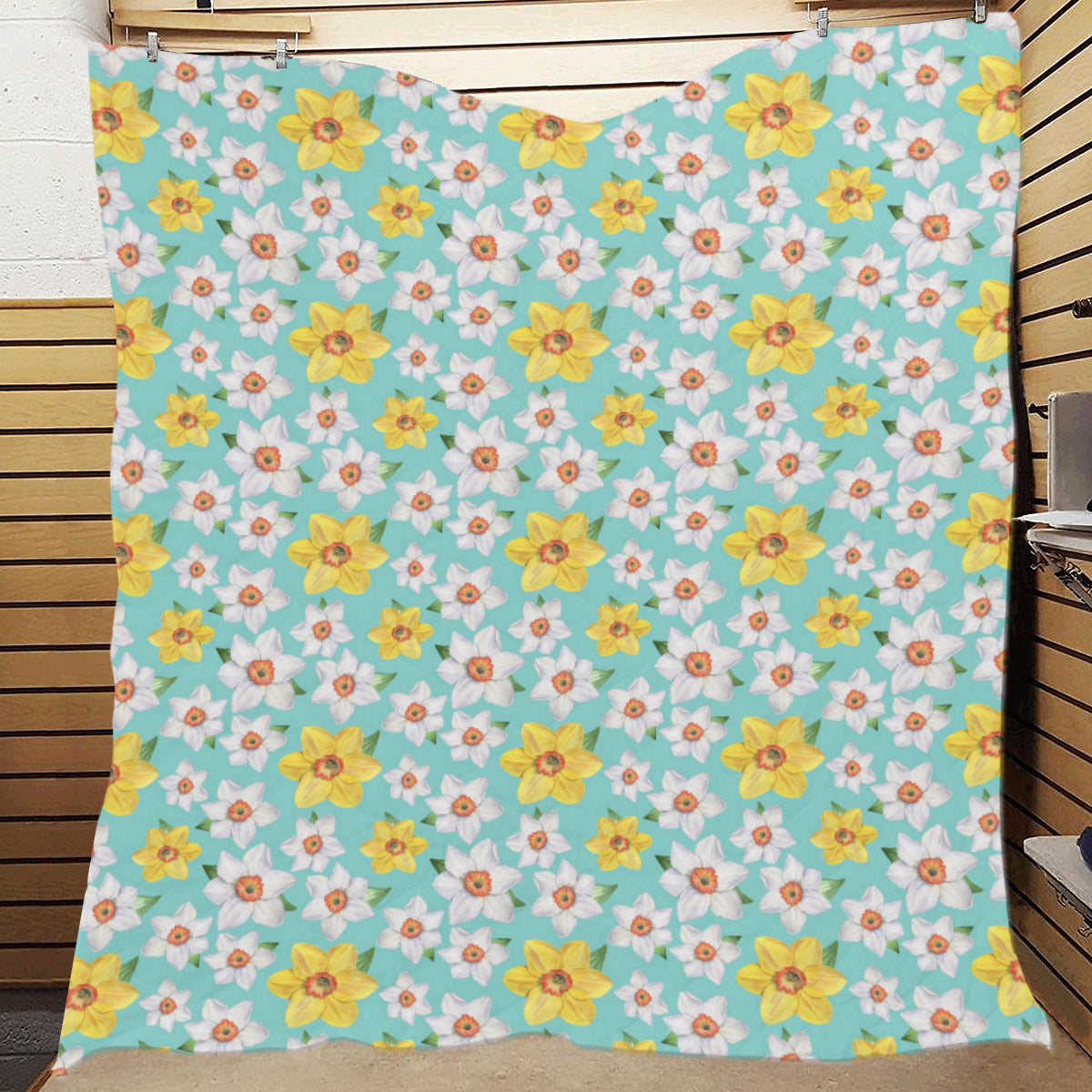 Daffodils Pattern Print Design 02 Premium Quilt