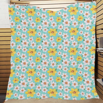 Daffodils Pattern Print Design 02 Premium Quilt
