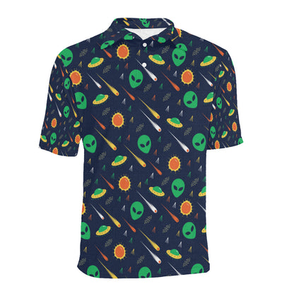 Alien UFO Pattern Print Design 05 Men Polo Shirt