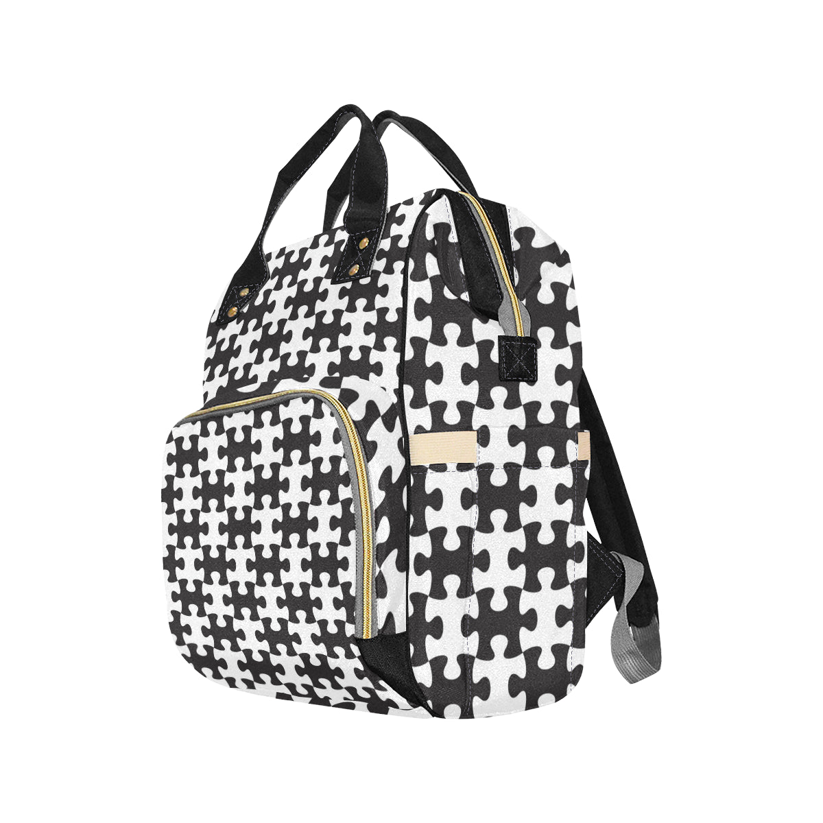 Puzzle Black White Pattern Print Design A02 Diaper Bag Backpack
