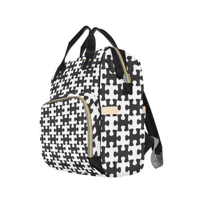 Puzzle Black White Pattern Print Design A02 Diaper Bag Backpack