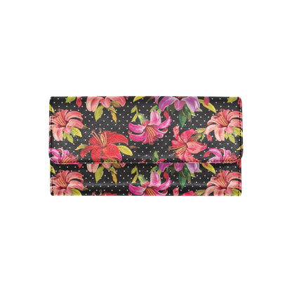 Lily Pattern Print Design LY012 Women's Trifold Wallet