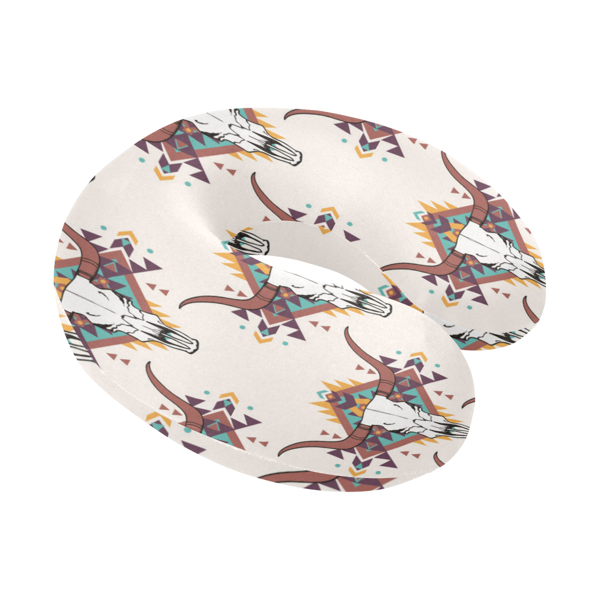 Buffalo Head Pattern Print Design 02 U-Shaped Travel Neck Pillow
