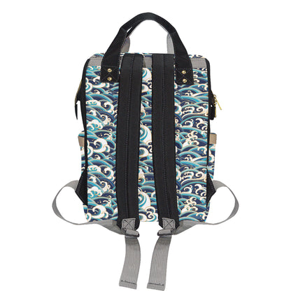 Surf Wave Pattern Diaper Bag Backpack