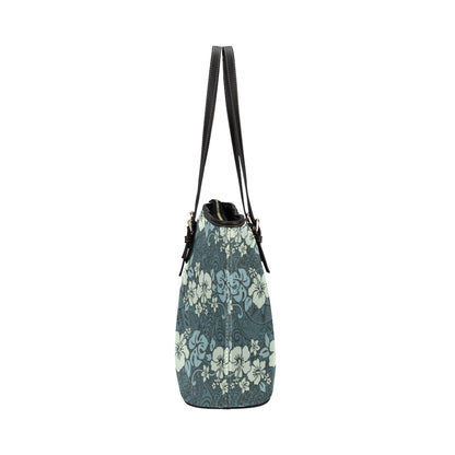 Flower Hawaiian Hibiscus Style Print Pattern Leather Tote Bag