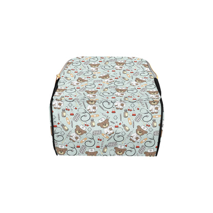 Nurse Bear Pattern Print Design A01 Diaper Bag Backpack
