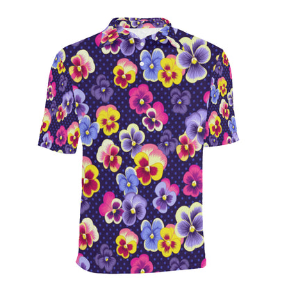 Pansy Pattern Print Design PS04 Men Polo Shirt