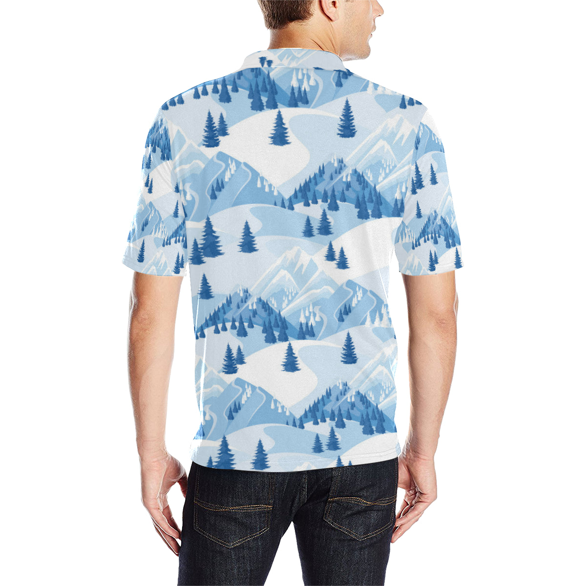 Mountain Pattern Print Design 03 Men Polo Shirt