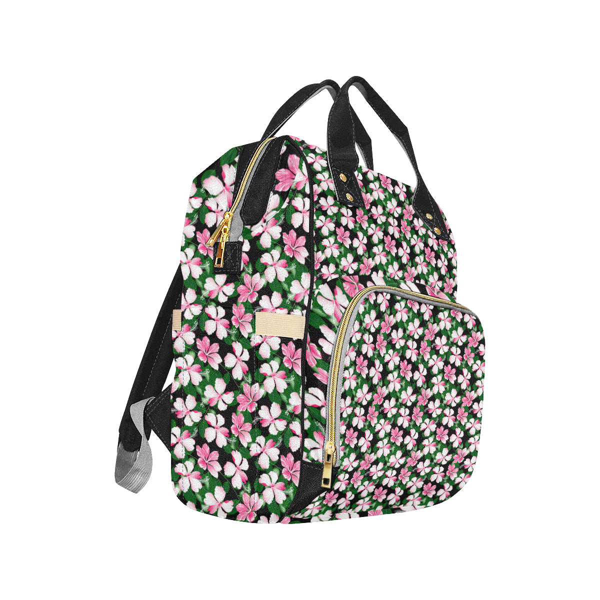 Hibiscus Pink Flower Hawaiian Print Diaper Bag Backpack